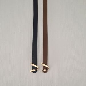 Black Or Brown Belts with V Gold Buckle